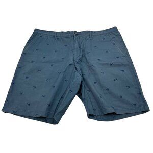 Merona Men’s Camel Print Khaki Shorts Blue Size 42 Waist Belt Loops